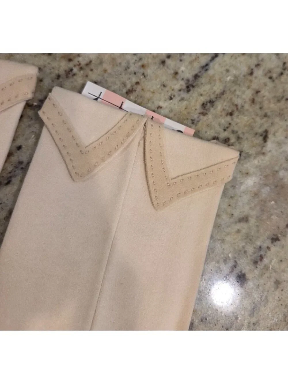 New! Vintage Women's Size M 7 Beige Cotton Formal Gloves Collar Tuxedo Look